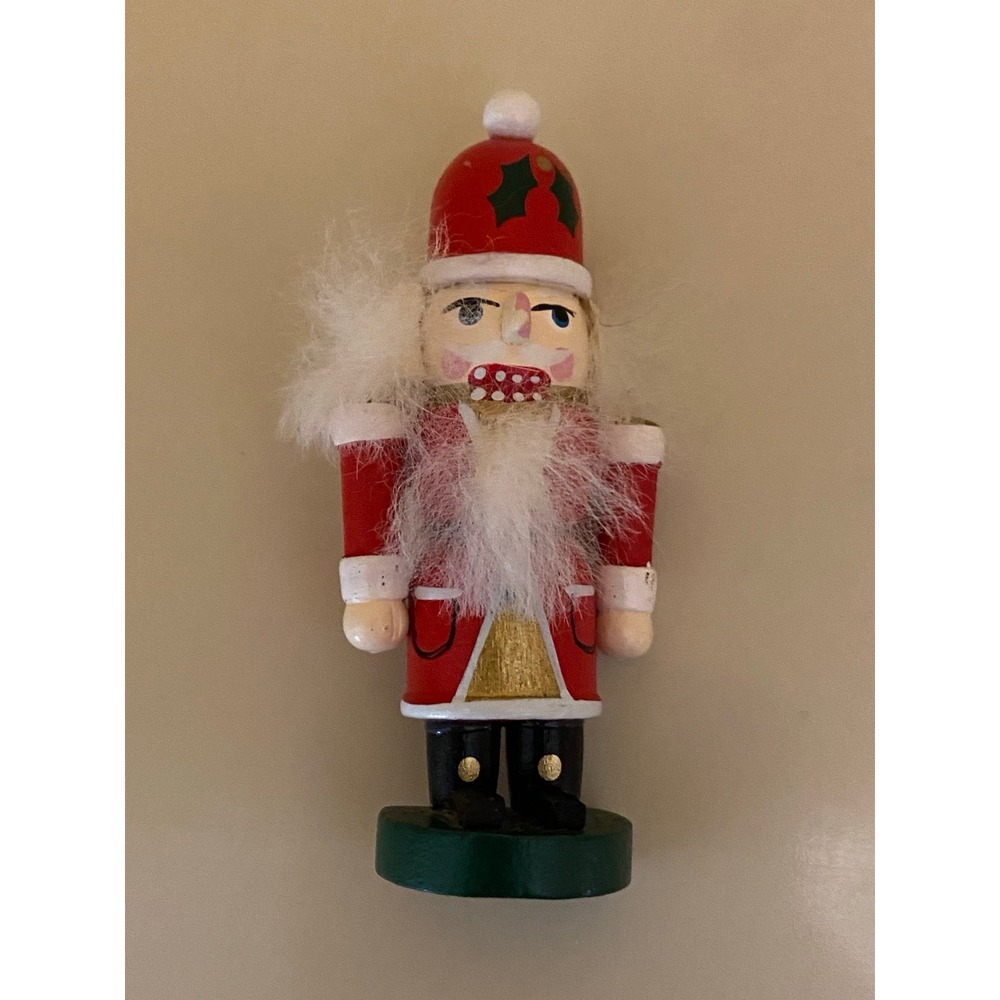 Nutcracker Brooch Christmas Pin Miniature 2.5" Vintage Wood
